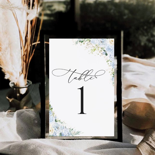 Carte Elegant Dusty Blue Wedding Table Number Card (Créateur téléchargé)