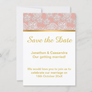 CARTE ÉLÉGANT DUSTY ROSE LACE OR SAUVER LA DATE
