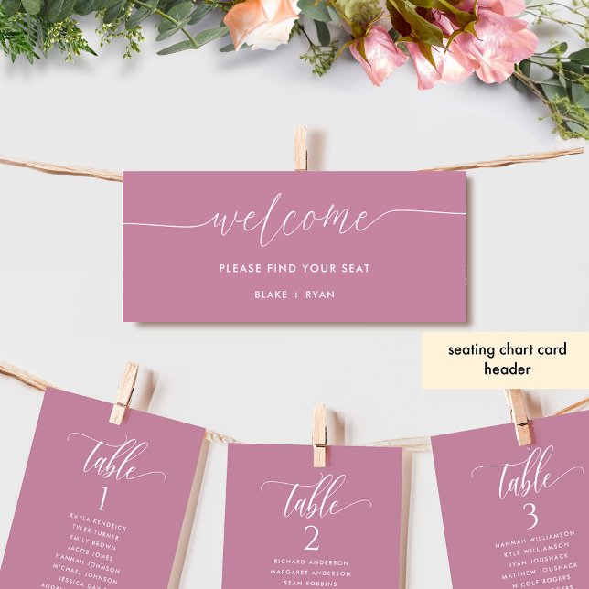 Carte Élégant En-tête de graphique à assise rose minimal (Créateur téléchargé)