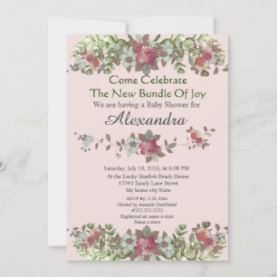 Carte Elégant Eucalyptus Floral Rose