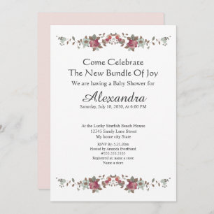 Carte Elégant Eucalyptus Floral Rose