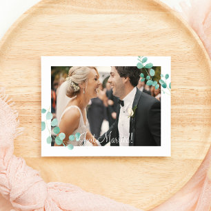 Carte Elégant Eucalyptus Green Peach Floral Juste Marié