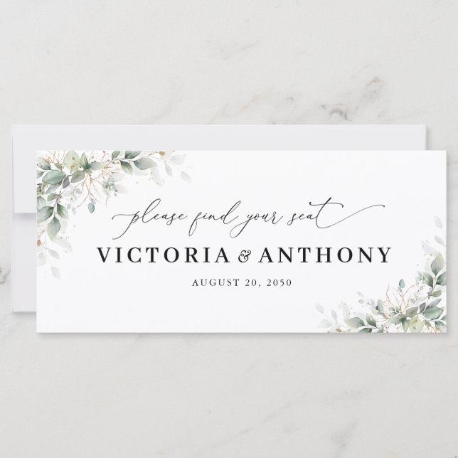 Carte Elegant Eucalyptus Wedding Head Table Sign (Devant)