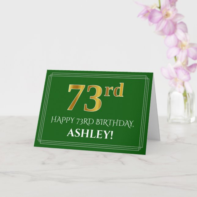 Carte Elégant Faux Gold Look 73ème anniversaire, nom (ve (Orchidée)