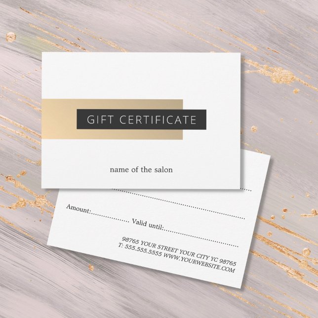Carte Elégant Faux Gold Stripe Blanc Beauté géométrique (Créateur téléchargé)