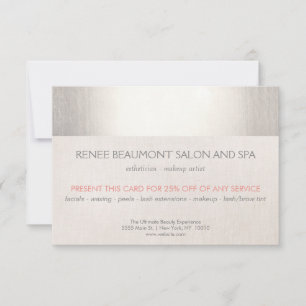 Carte Elégant Faux Silver Striped Salon & Spa Referendum