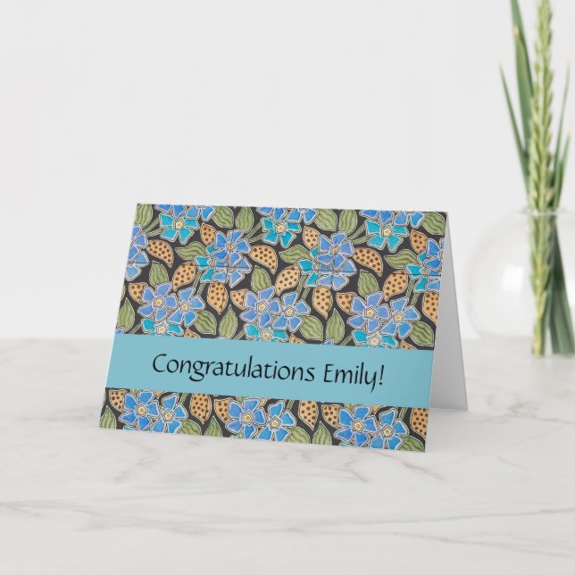 Carte Élégant Fleur Bleu Périwinkle Floral Classic (Devant)