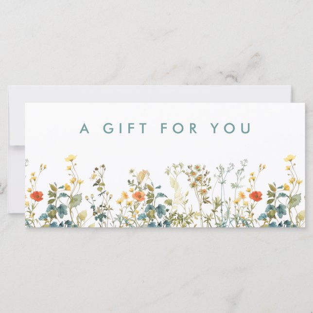 Carte Élégant Fleur sauvage Field Certificat cadeau (Devant)