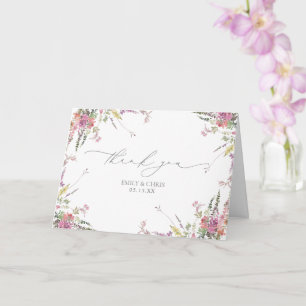 Carte Élégant Fleur sauvage  Floral Mariage Merci