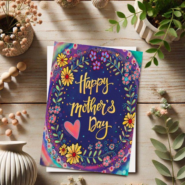Carte Élégant Floral Happy Fête des Mères Inspirivity (Créateur téléchargé)