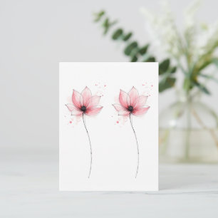 Carte Élégant floral rose minimaliste aquarelle vierge