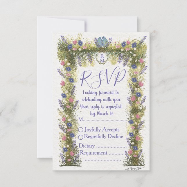 Carte Elegant Floral RSVP Card 5x3.5 - Hand-Drawn Art (Devant)