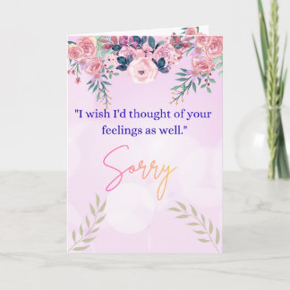 Carte Elegant Floral Sorry Greeting Card with Heartfelt 