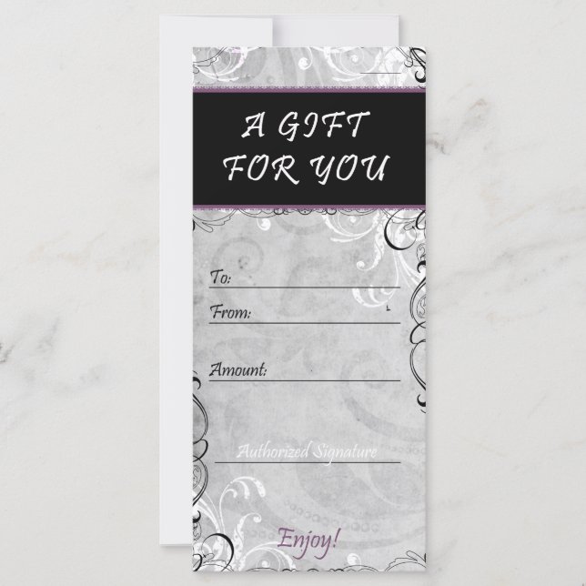 Carte Élégant Flouritures Salon & Certificat Cadeau Spa (Devant)