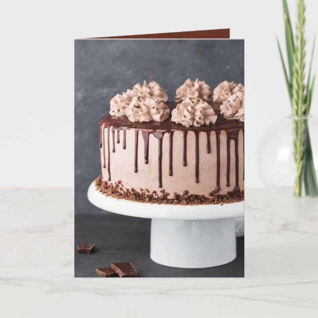 Carte Élégant gâteau d'anniversaire au chocolat (Devant)
