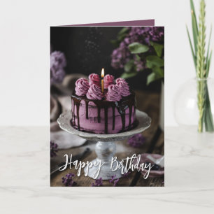 Carte Élégant gâteau d'anniversaire Lilac