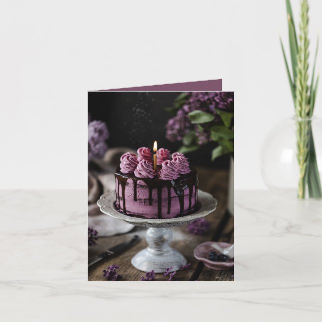 Carte Élégant gâteau d'anniversaire Petite salutation (Devant)