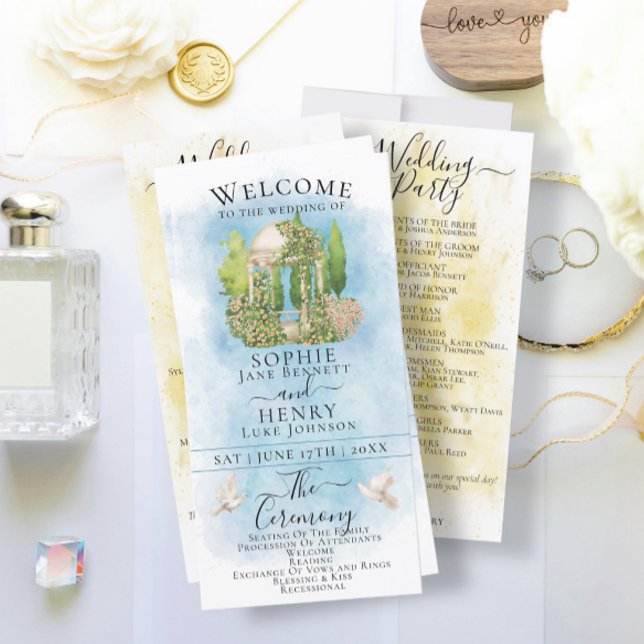 Carte Elégant Gazebo fleurie colombes Luxury Wedding Pro (Créateur téléchargé)