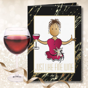 Carte Elégant Glam Black Gold Red Vine Anniversaire