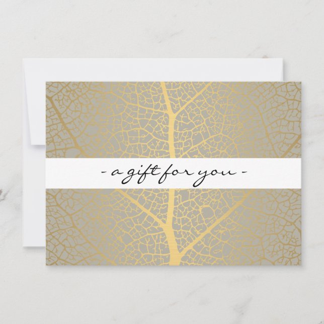 Carte Élégant Gold Leaf Tree Motif certificat cadeau (Devant)