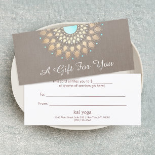 Carte Élégant Gold Ornate Lotus Mandala Certificat cadea