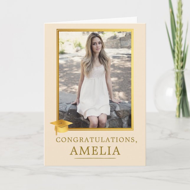 Carte Elegant Gold Photo Graduation Congratulations (Devant)