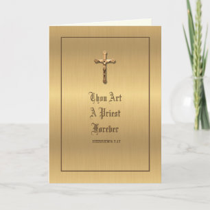 Carte Elégant Gold Priest Anniversaire Ordination Card