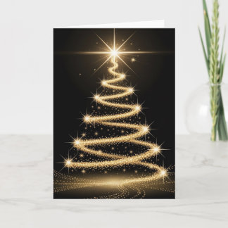 Carte Elegant Golden Sparkle Christmas Tree