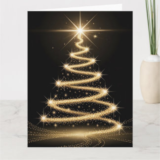 Carte Elegant Golden Sparkle Christmas Tree