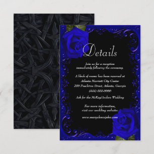 Carte Elegant Goth Blue Rose Mariage Détails Card