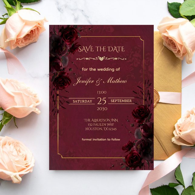 Carte Elegant Gothic Romance Wedding Save the Date (Créateur téléchargé)