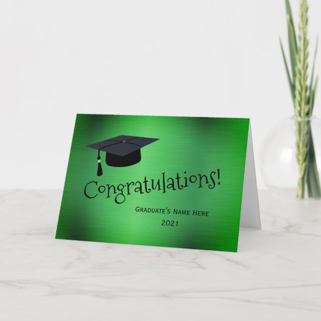 Carte Elegant Green Silver Félicitations Graduation (Devant)