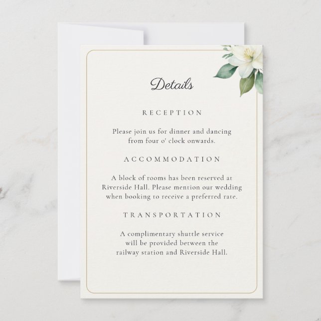 Carte Elegant Greenery Gold Wedding Details QR Code Card (Devant)
