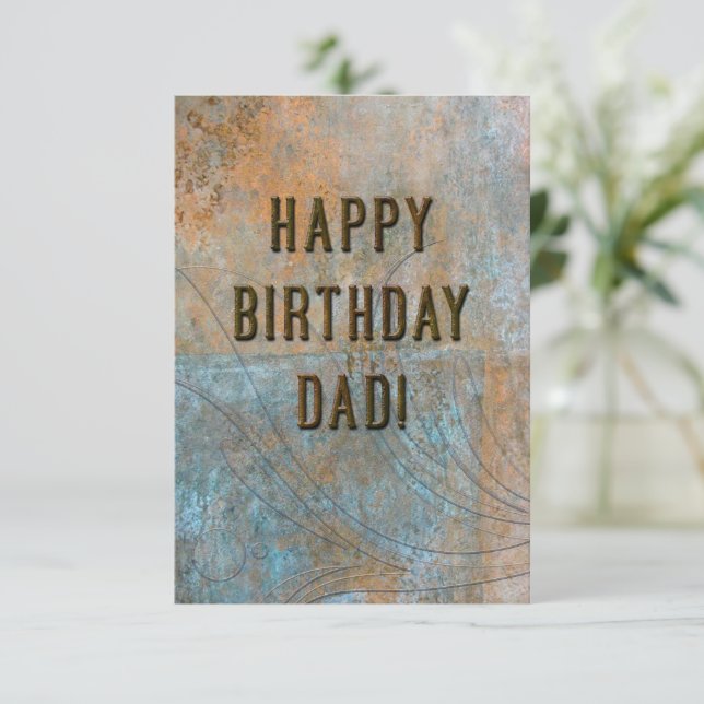 Carte Elégant Grunge Papa Anniversaire (Debout devant)