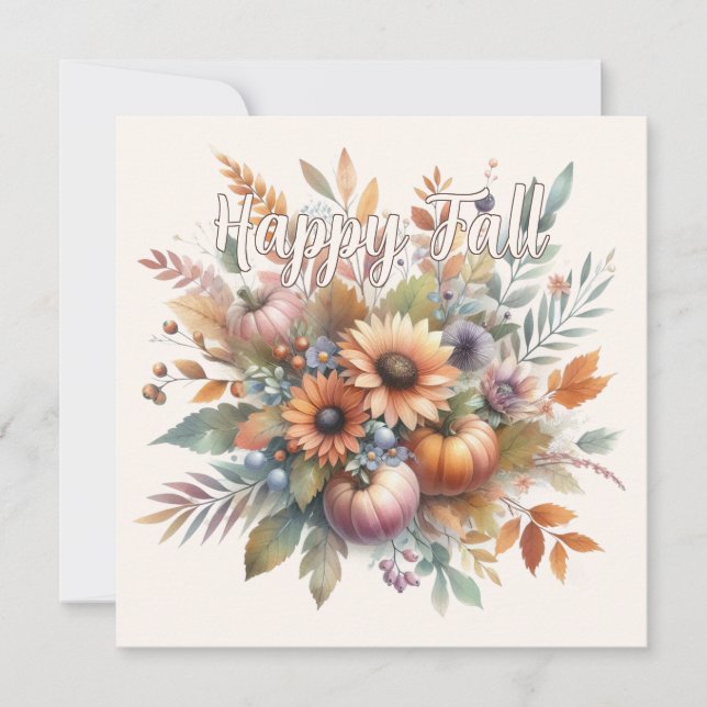 Carte Élégant Happy Fall Citrouille Flower Bouquet Motif (Devant)