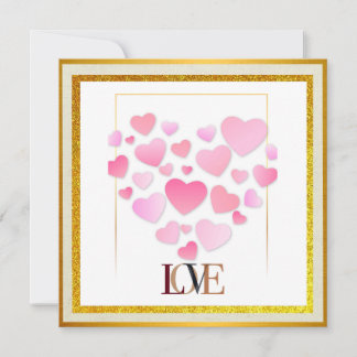 Carte Elegant Happy Valentine's Day | Gold & Pink Heat