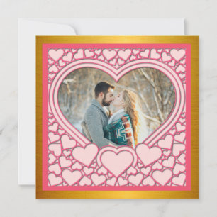 Carte Élégant Heureuse Sainte-Valentin de coeur rose élé