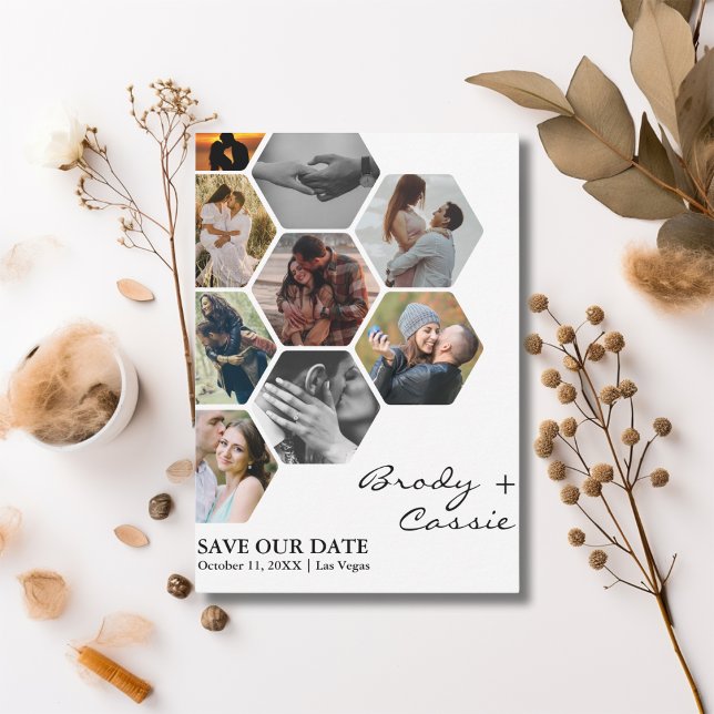 Carte Elégant Honeypeb Photo Wedding Enregistrer la date (Créateur téléchargé)