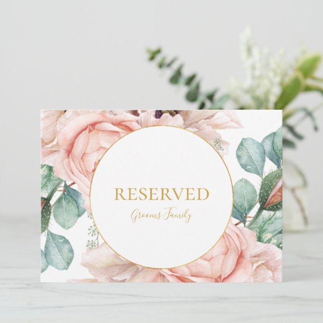 Carte Elégant Jardin Floral Blush | Connexion réservée (Debout devant)