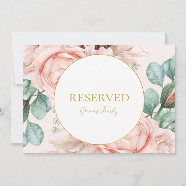 Carte Elégant Jardin Floral Blush | Symbole réservé Past (Devant)