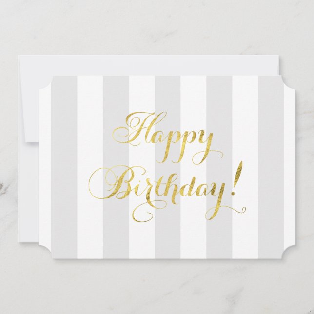 Carte Elégant Joyeux Anniversaire / Gold Foil (Devant)