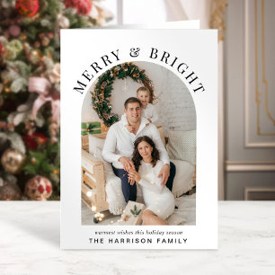 Carte Élégant Joyeux Arc brillant Photo Noël