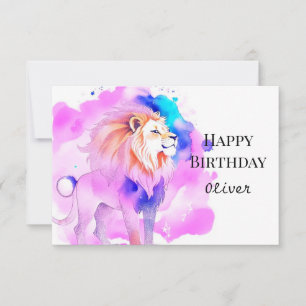Carte Elégant Joyeux Joyeux Lion Whimsical Anniversaire