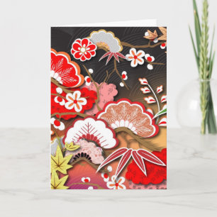 Carte Élégant Kimono d'automne japonais