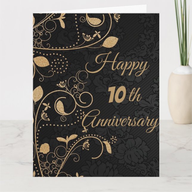 Carte Elégant, luxe, 10e anniversaire (Devant)