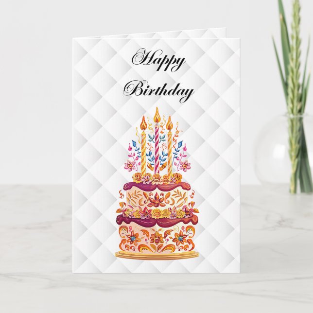 Carte Elégant luxe élégant gâteau Anniversaire (Devant)