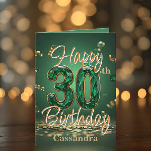Carte Elégant Luxueux Vert et Or 30e anniversaire