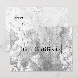 Carte Élégant Marbre Pierre moderne Certificats cadeaux