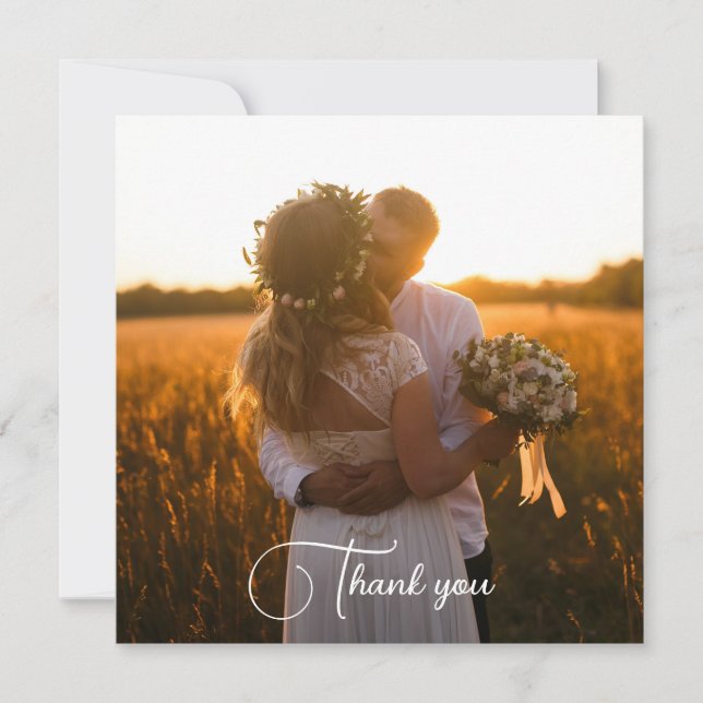 Carte Élégant Mariage de calligraphie Merci photo (Devant)