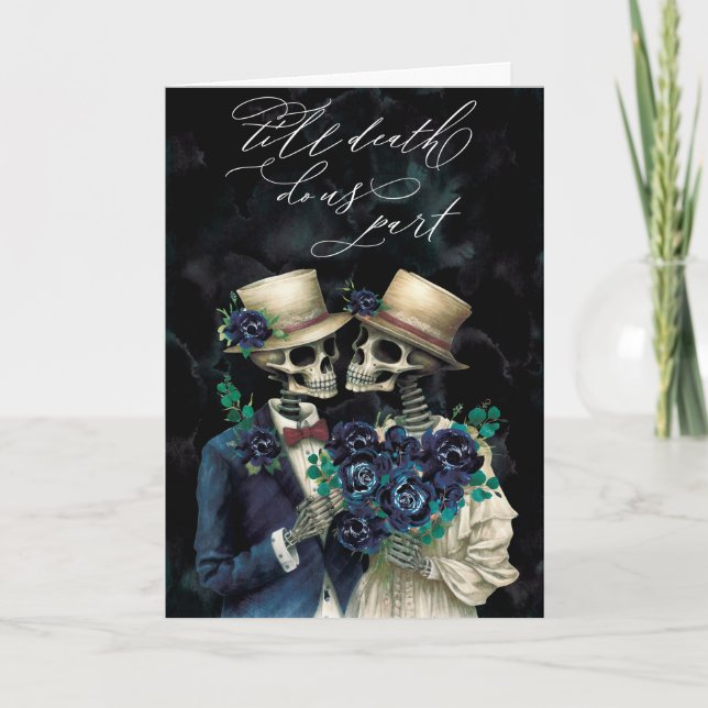 Carte Elégant Mariage d'Halloween squelette Eucalyptus (Devant)